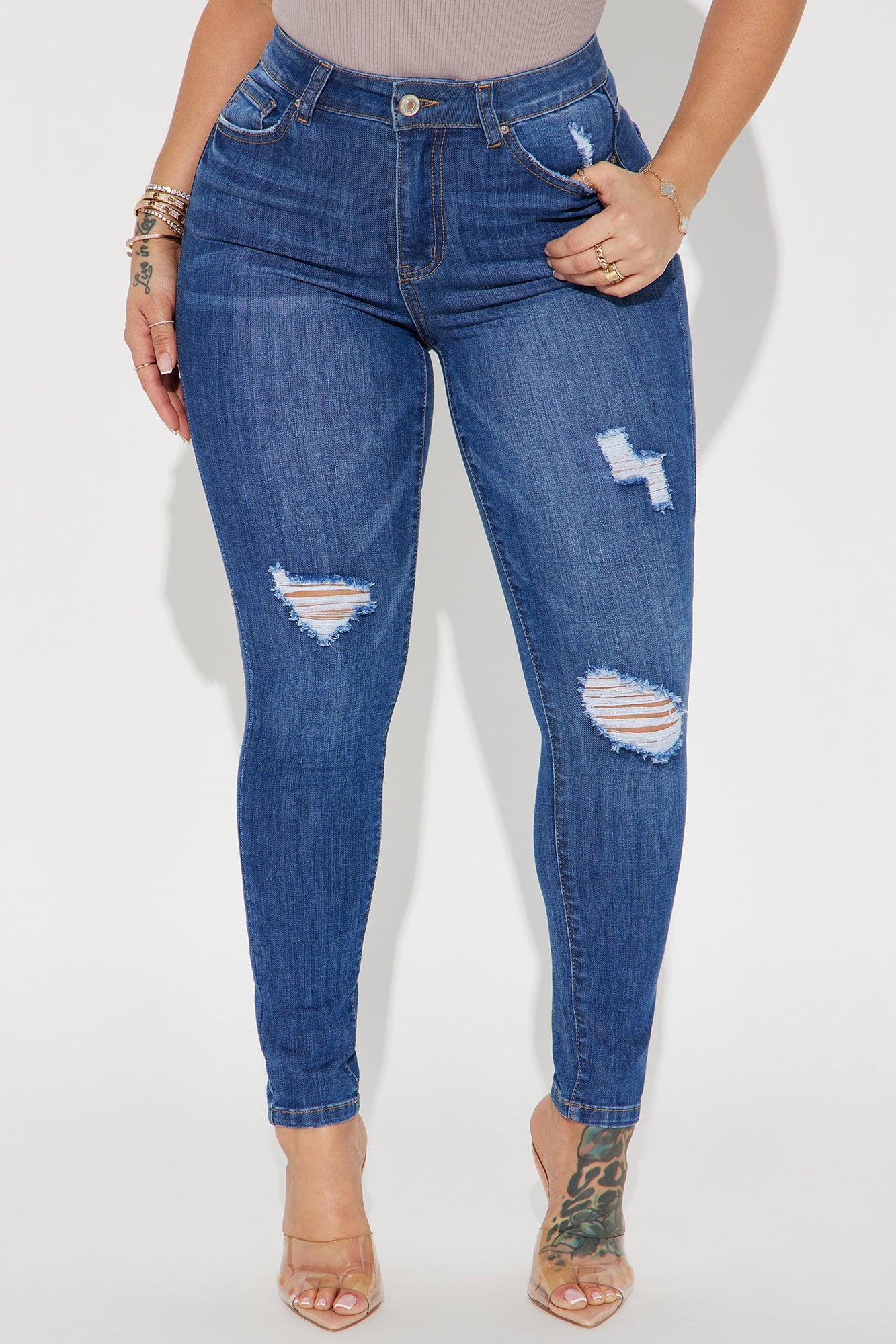 Higher Frequency Stretch Ripped Skinny Jeans - Medium Wash Product Image