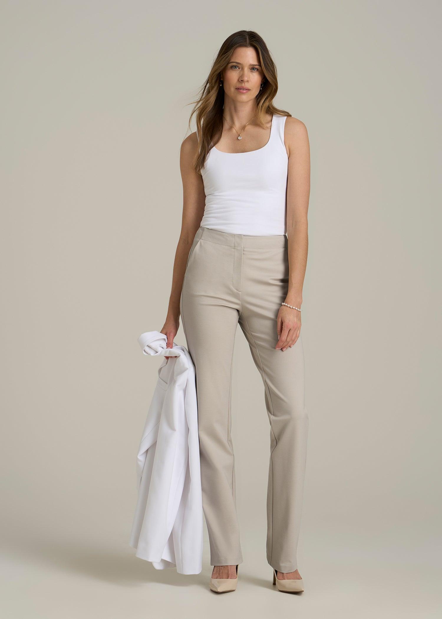 Slim Straight Leg Dress Pants for Tall Women in Stone Female Product Image