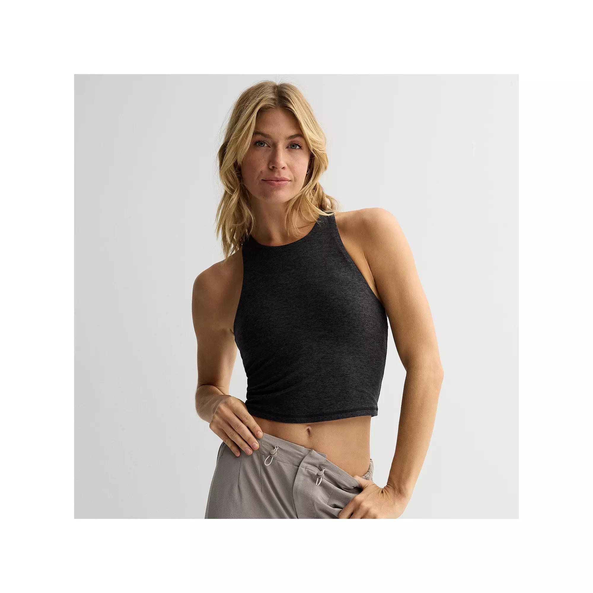 Women's FLX Brushed High Neck Tank Top, Size: Large, Mineral Black Product Image