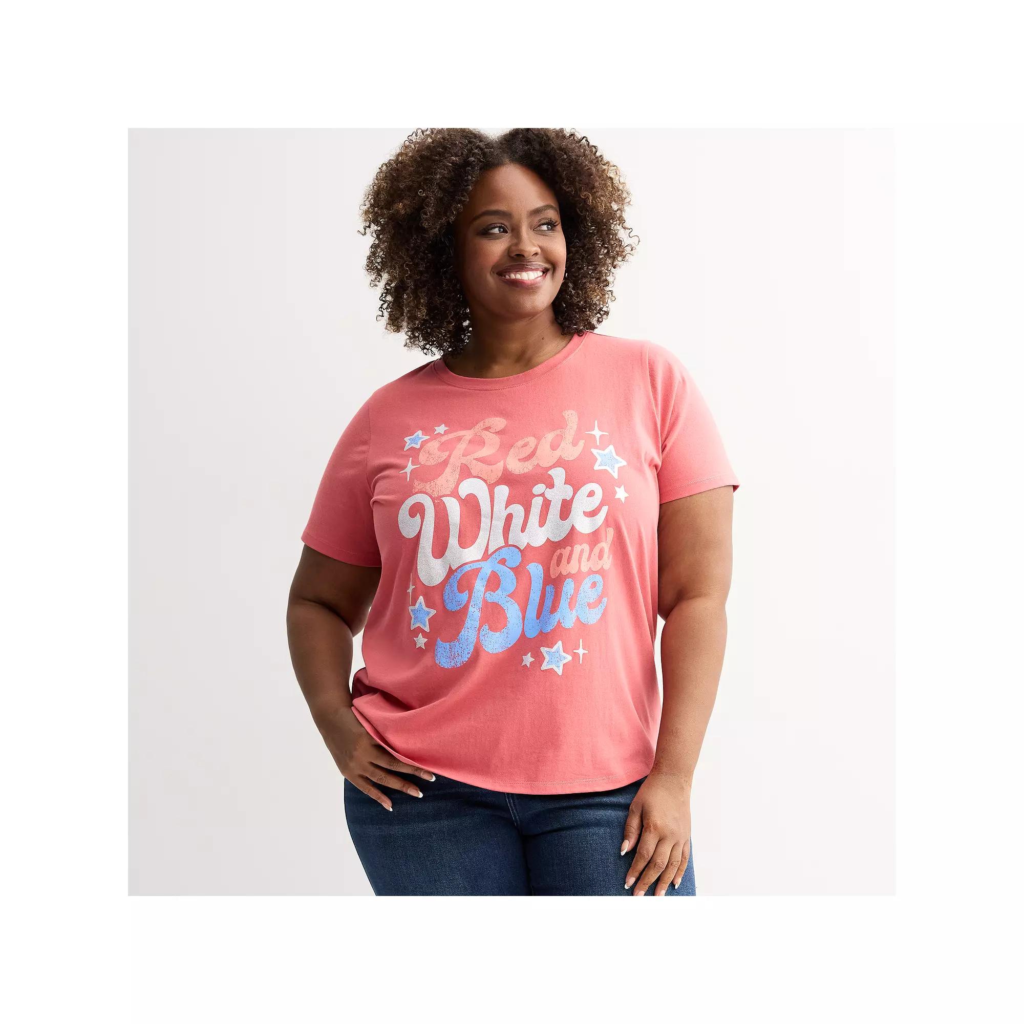 Plus Size Red White And Blue Americana Graphic Tee, Women's, Size: 3XL Product Image