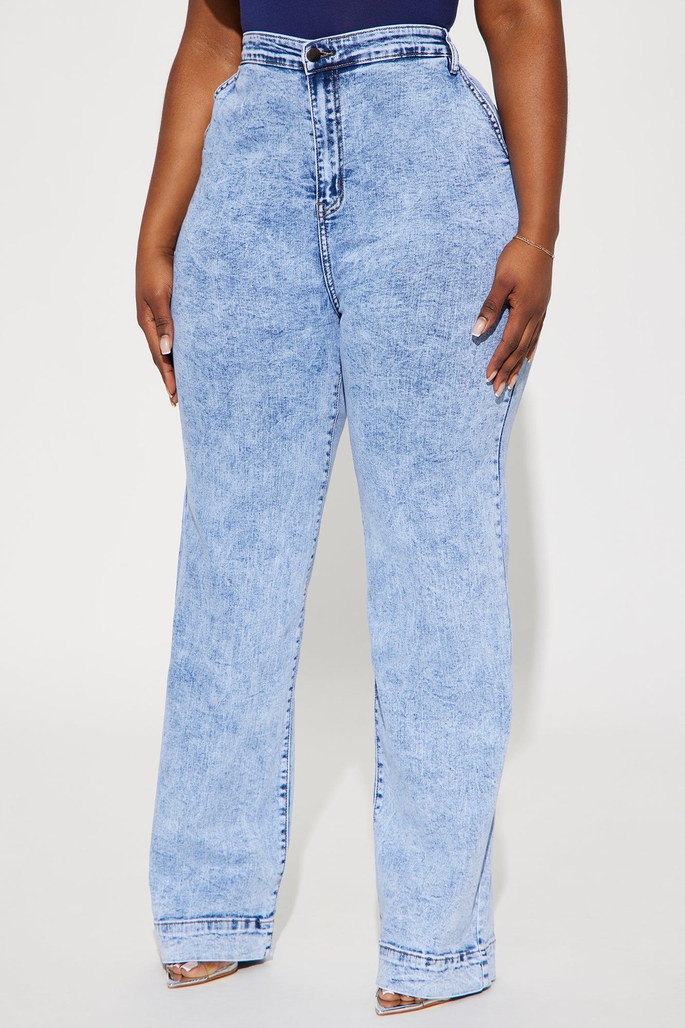 Margot Stretch Trouser Jeans - Acid Wash Blue Product Image