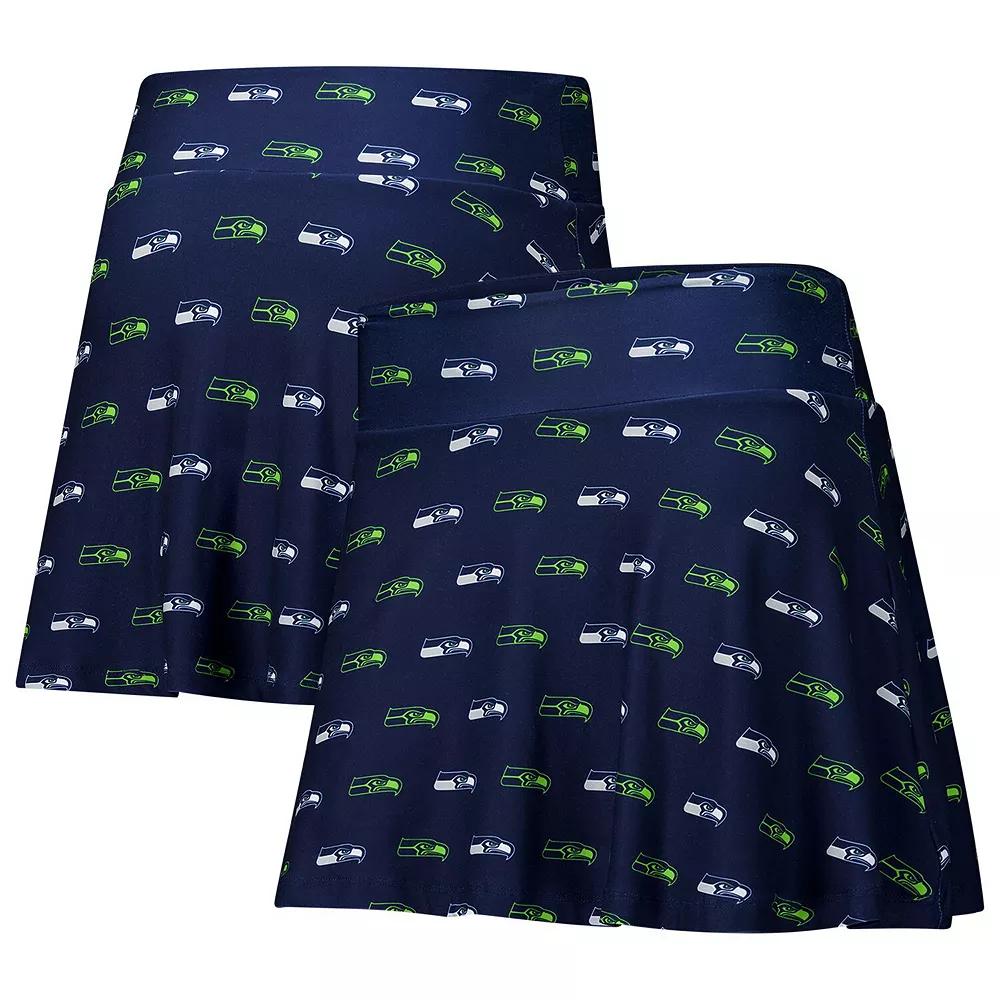 Women's Concepts Sport College Navy Seattle Seahawks Record Allover Print Knit Sleep Skort, Size: Large, Team Product Image