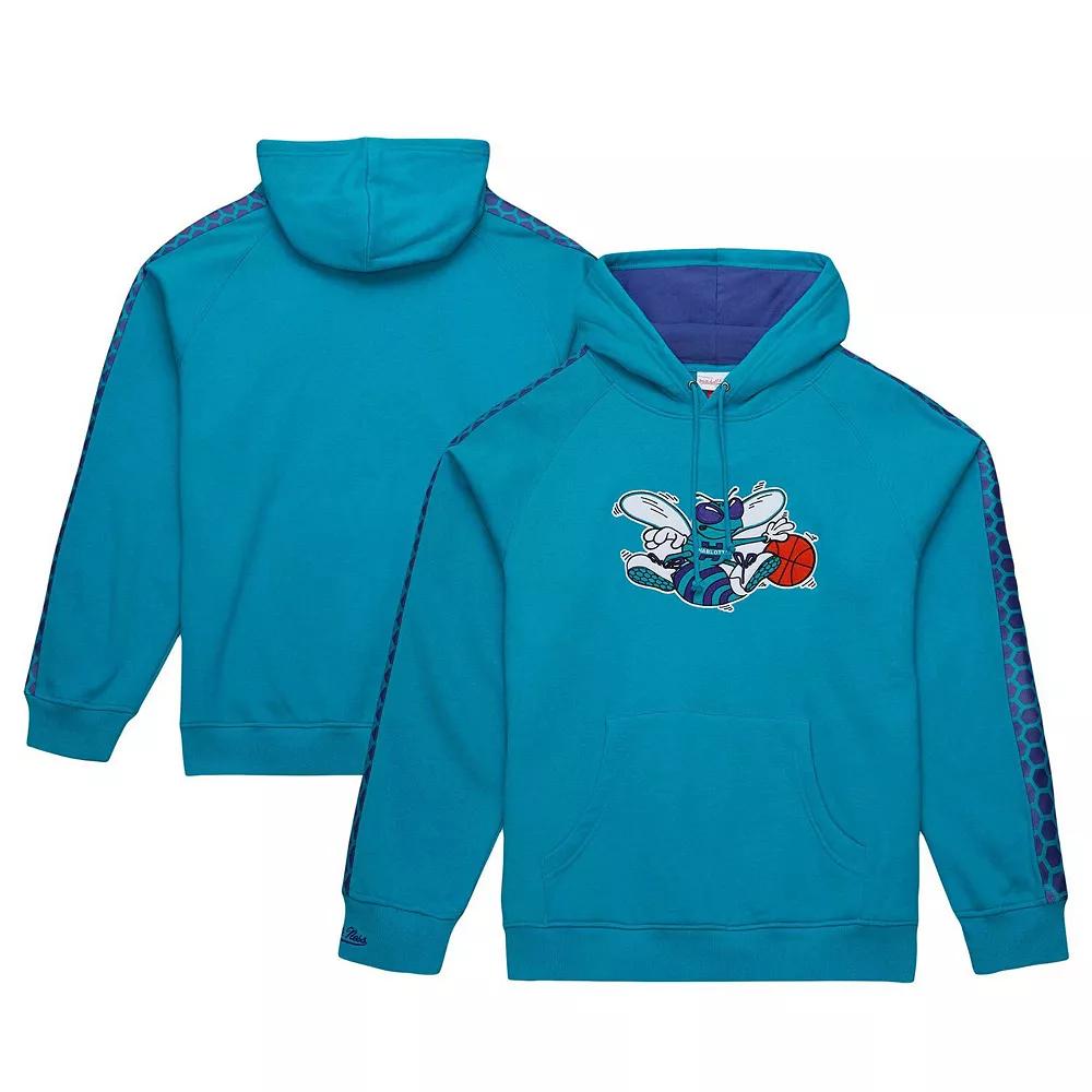 Men's Mitchell & Ness Teal Charlotte Hornets Hardwood Classics Nights Raglan Pullover Hoodie,  Product Image