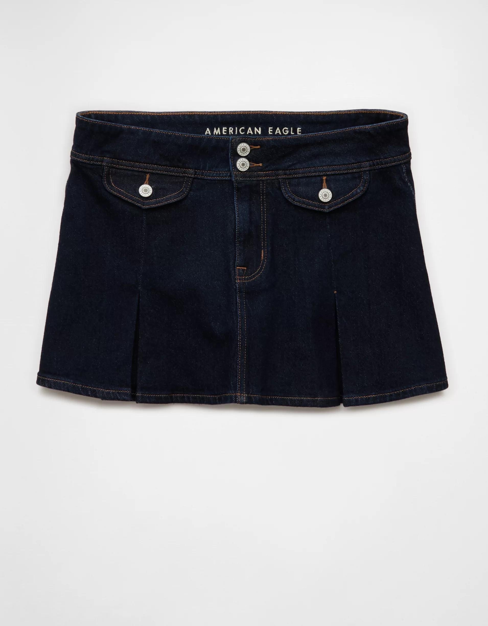 AE Stretch Low-Rise A-Line Pleated Mini Skirt Product Image