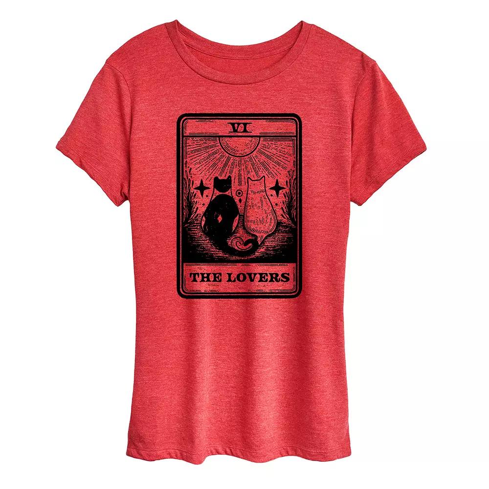 Women's The Lovers Tarot with Cats Graphic Tee,  Product Image