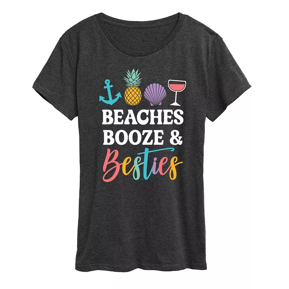 Women's Beaches Booze And Besties Graphic Tee,  Product Image