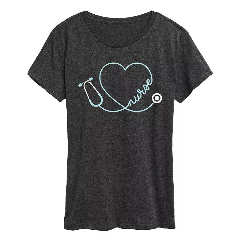 Women's Nurse Heart Stethoscope Graphic Tee, Girl's,  Product Image