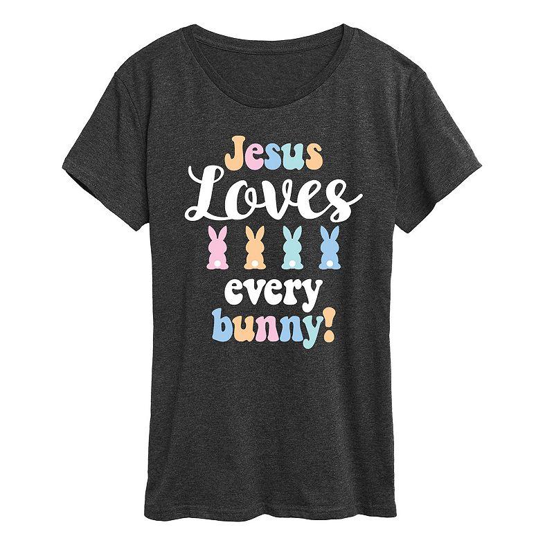 Women's Jesus Loves Every Bunny Graphic Tee, Girl's,  Product Image