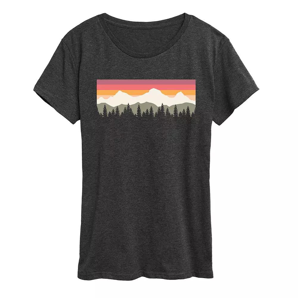 Women's Muted Sunset Mountain Scene Graphic Tee,  Product Image