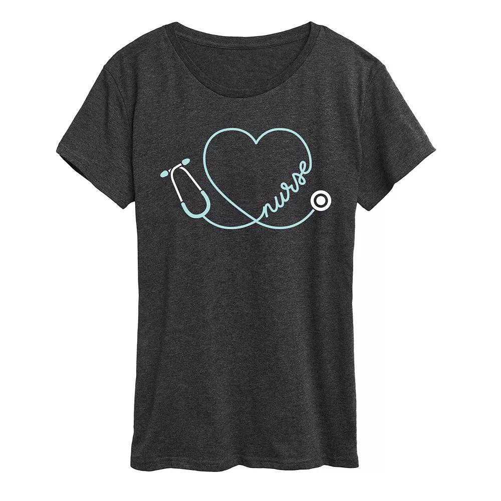 Women's Nurse Heart Stethoscope Graphic Tee, Girl's,  Product Image