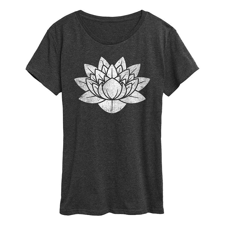 Women's Lotus Flower Distressed Graphic Tee,  Product Image