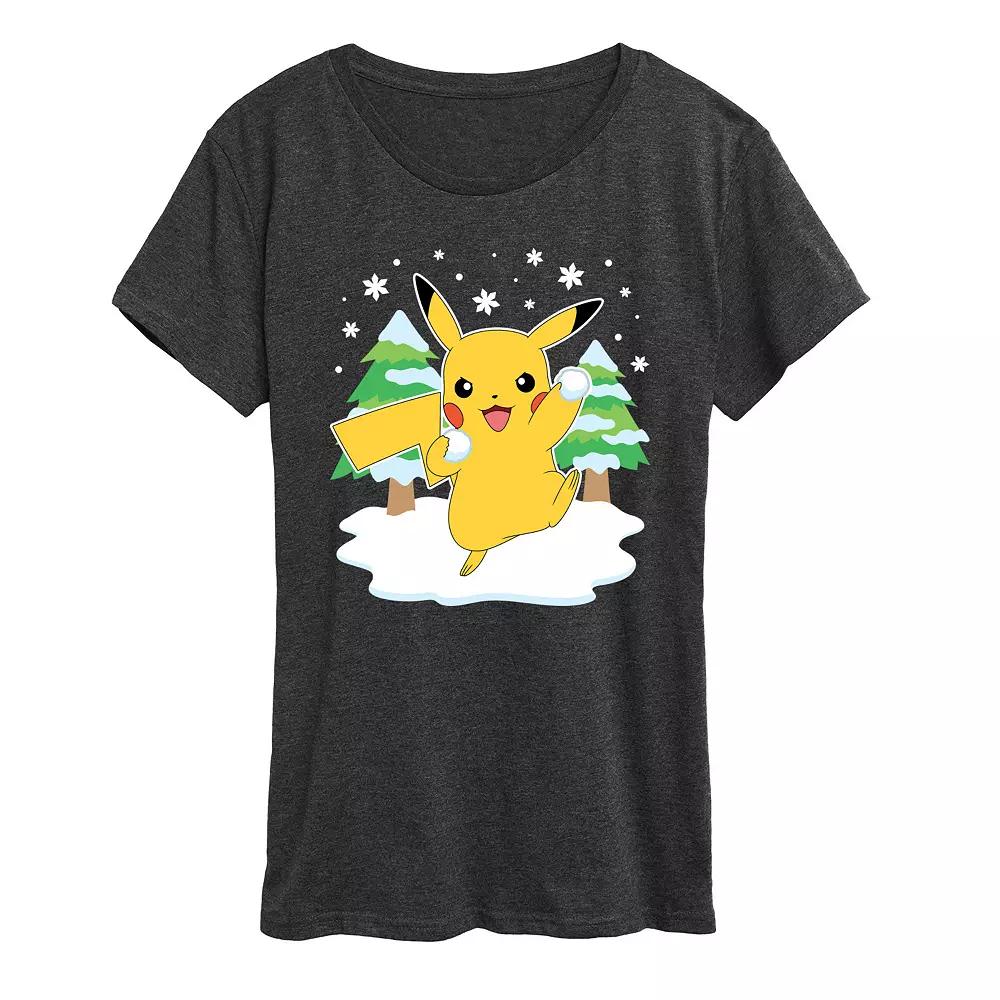 Women's Pokemon Pikachu Snowball Fight Graphic Tee,  Product Image