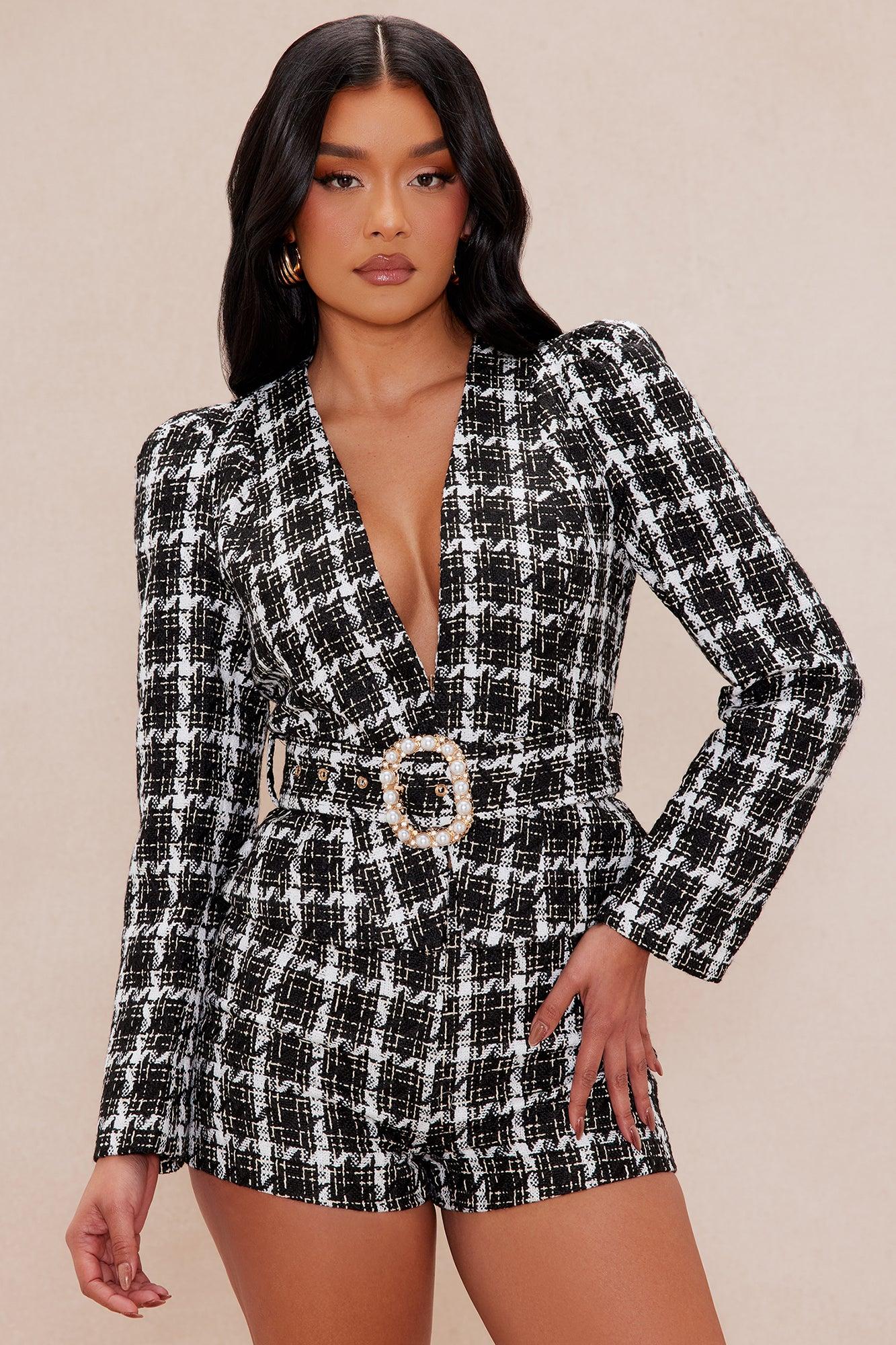 Sarah Tweed Short Set - Black/combo Product Image