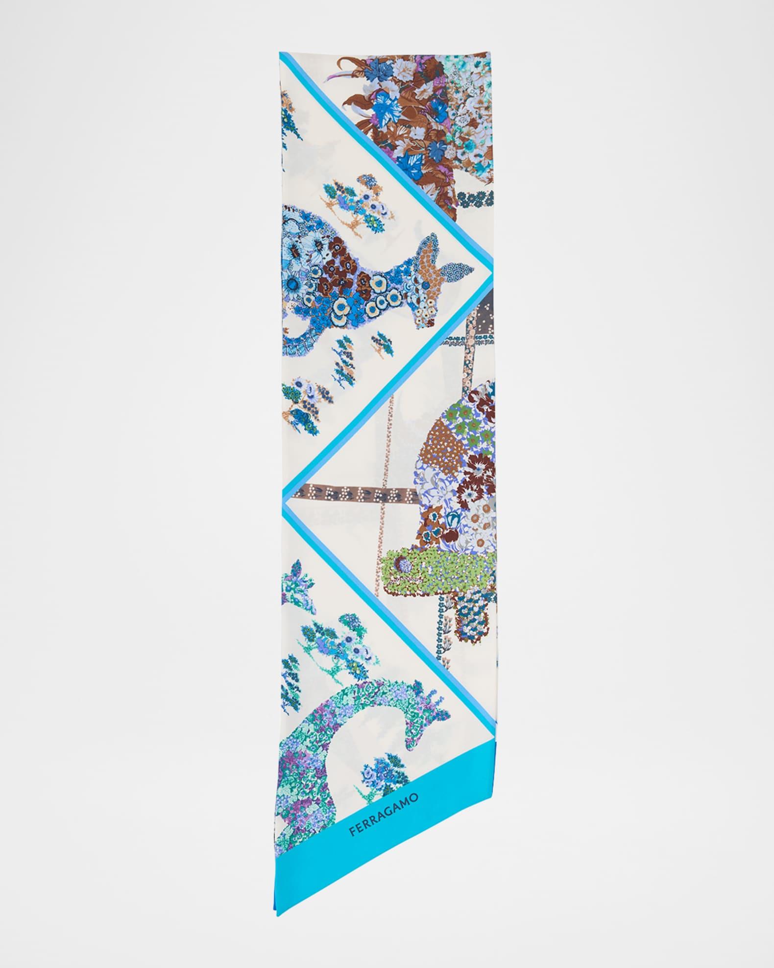 Floral Animal-Print Silk Scarf Product Image