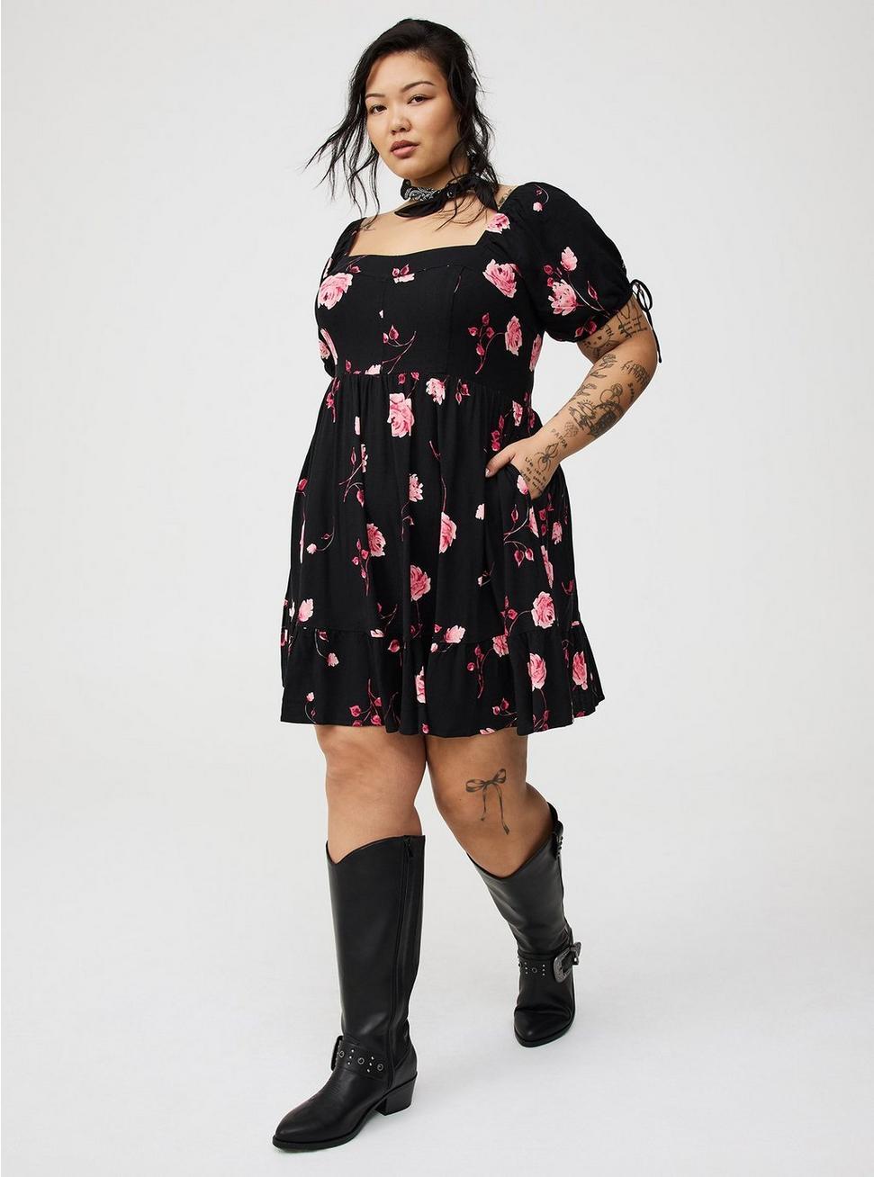 Mini Tie Puff-Sleeve Dress Product Image