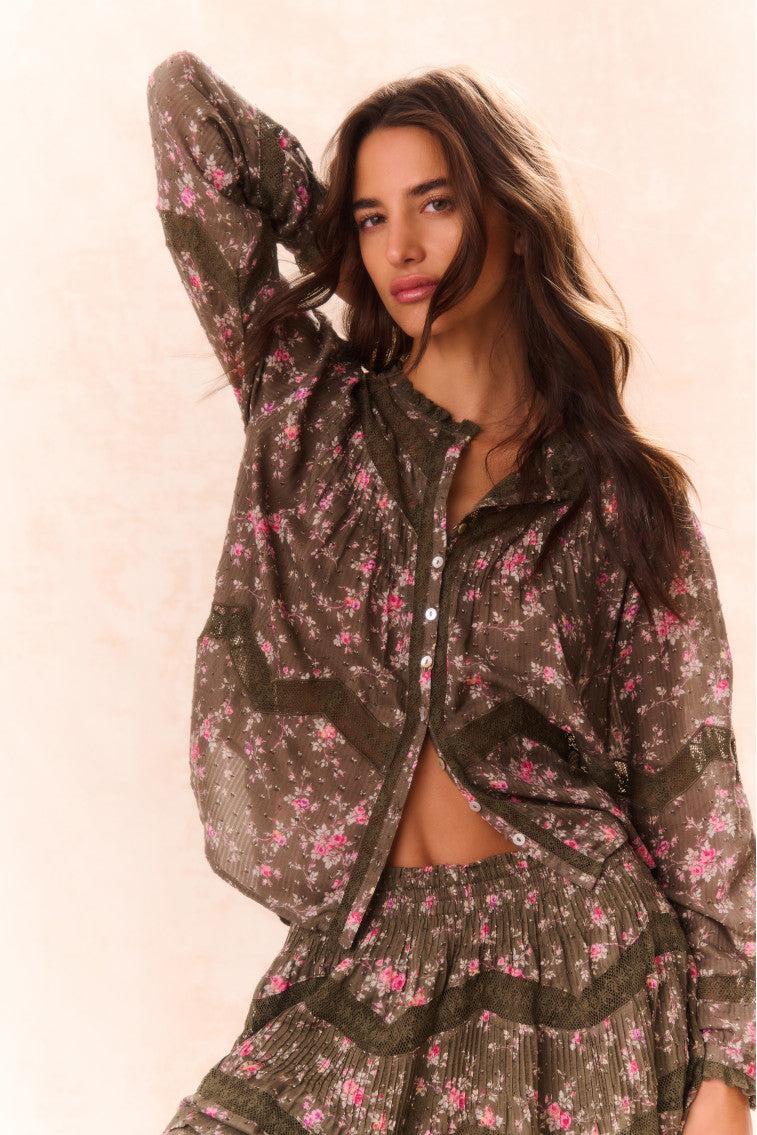 Ravelle Floral Button Down Top Product Image