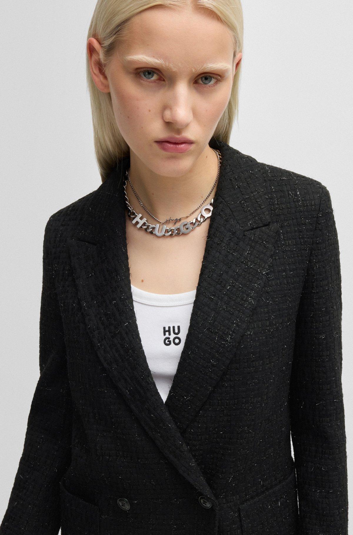 HUGO - Relaxed-fit jacket in sparkle-effect bouclé - Patterned Product Image