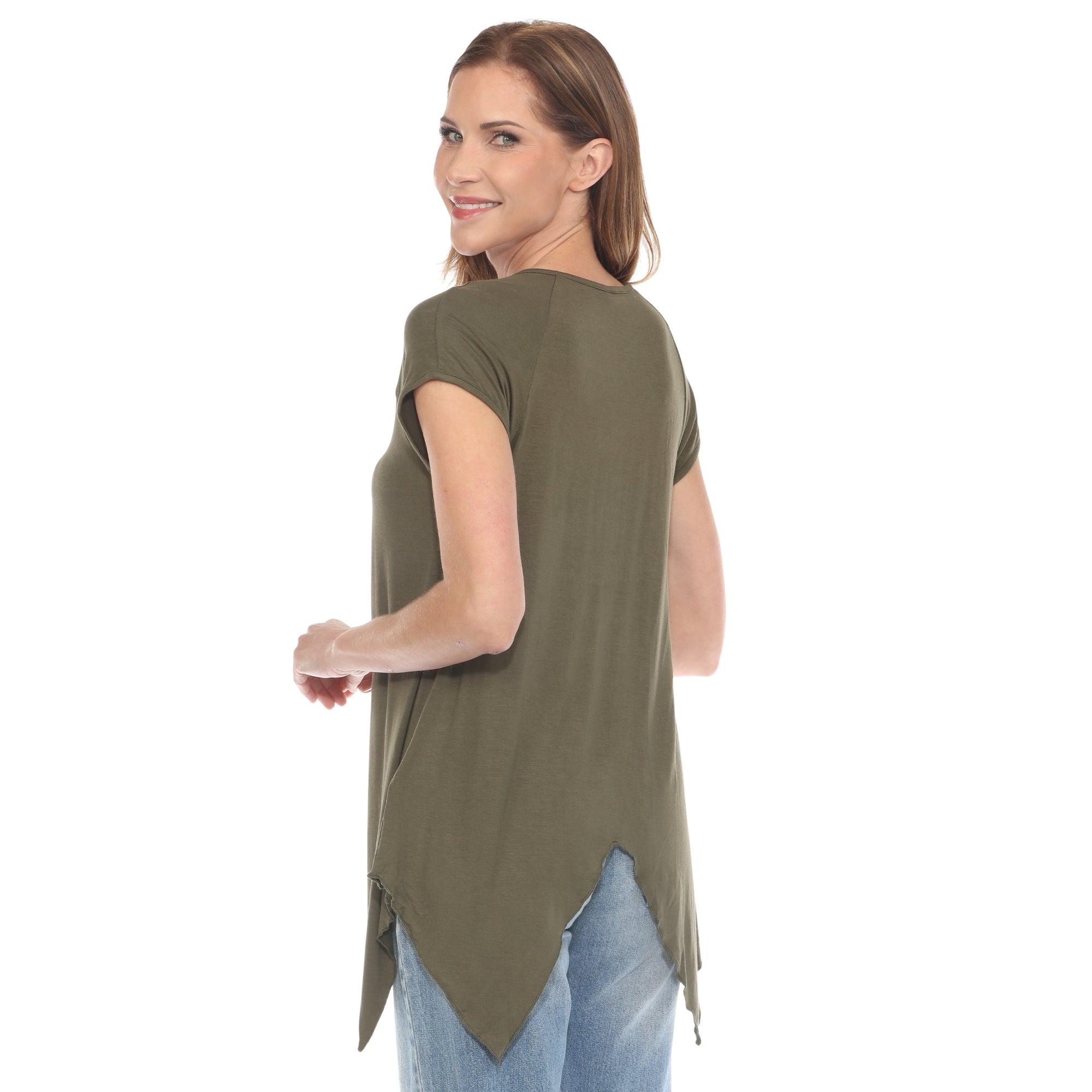Olive Beaded Angled Hem Knit Top Product Image