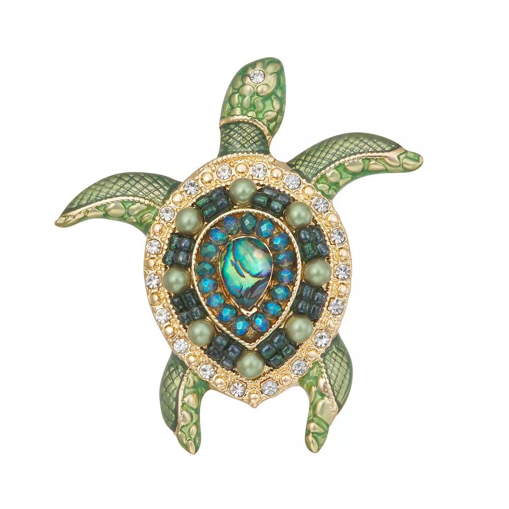 Napier Gold Tone Turtle Pin, Women's, Green Product Image