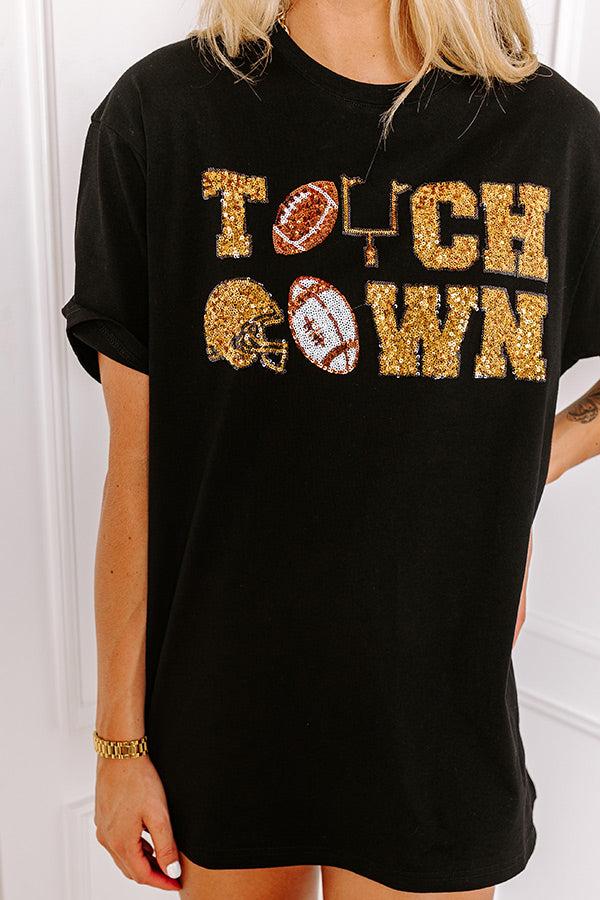 The Final Touch Down Sequin Oversized Tee in Black Product Image
