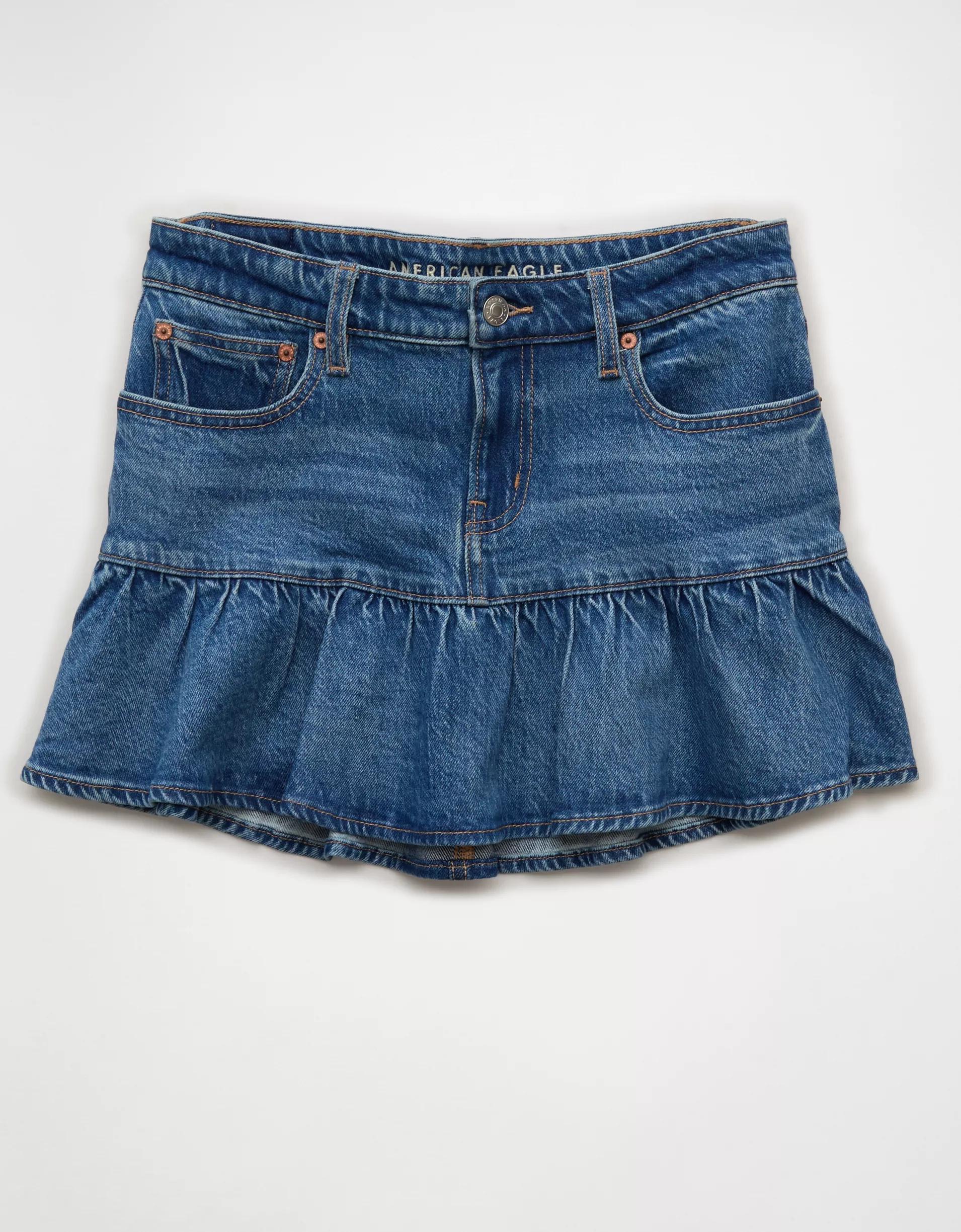 AE High-Waisted Ruffle Mini Skirt Product Image