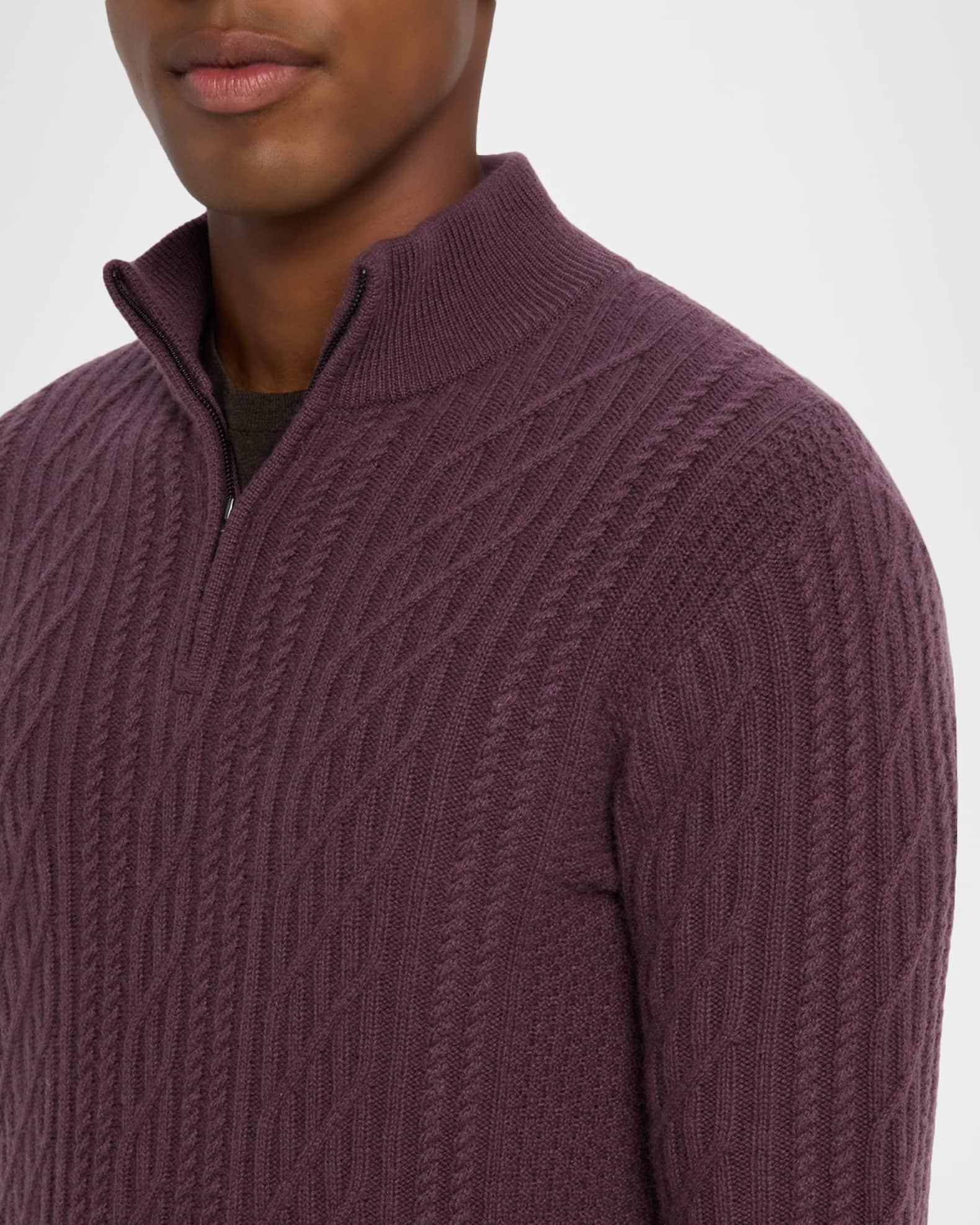 Men's Cable Knit Quarter-Zip Cashmere Sweater Product Image