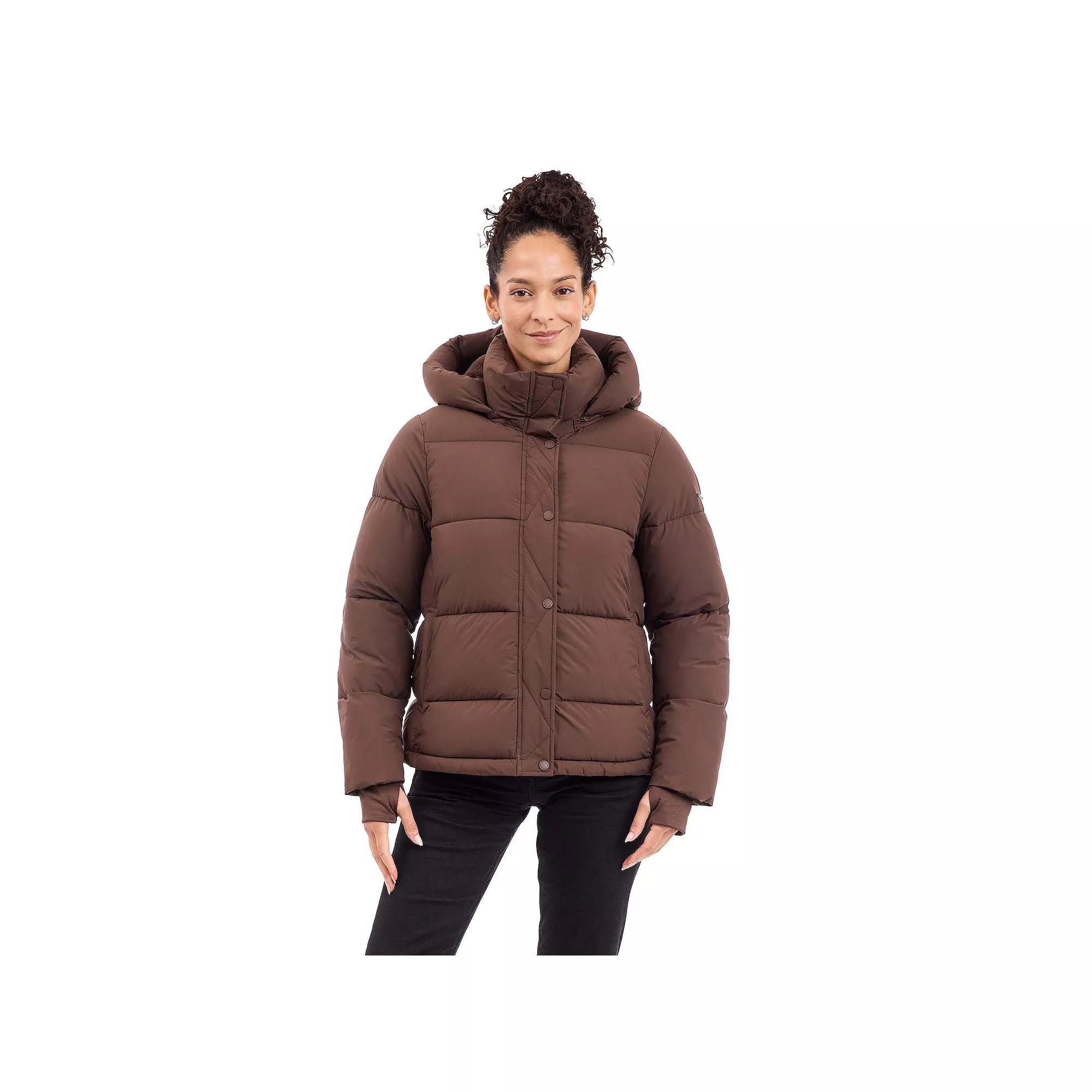 Women's BCBGeneration Short Hooded Puffer Jacket, Size: XL, Brown Product Image