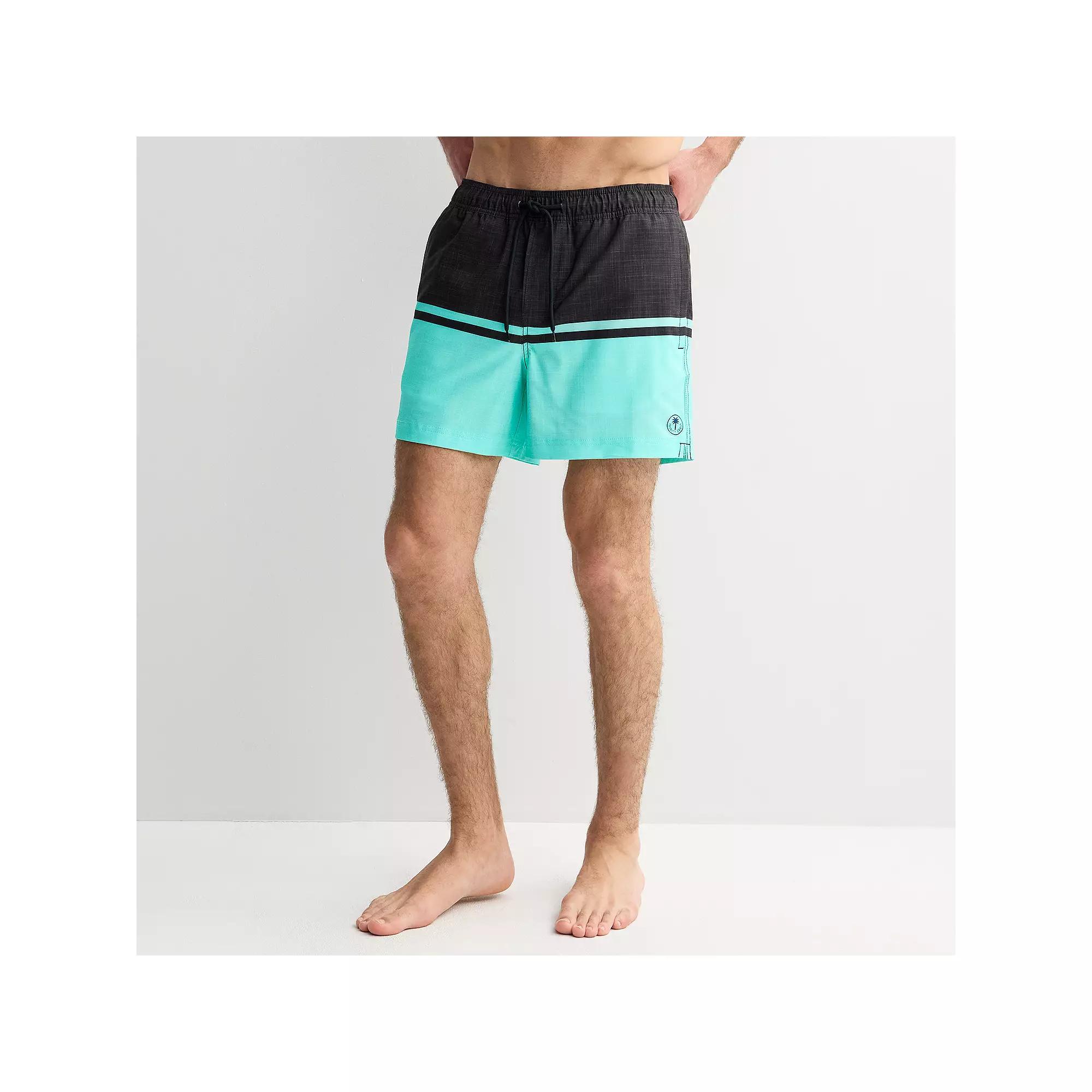 Men's Trinity Coast 5" Colorblock Swim Trunks, Size: Large 5 INCH, Aruba Blue Product Image