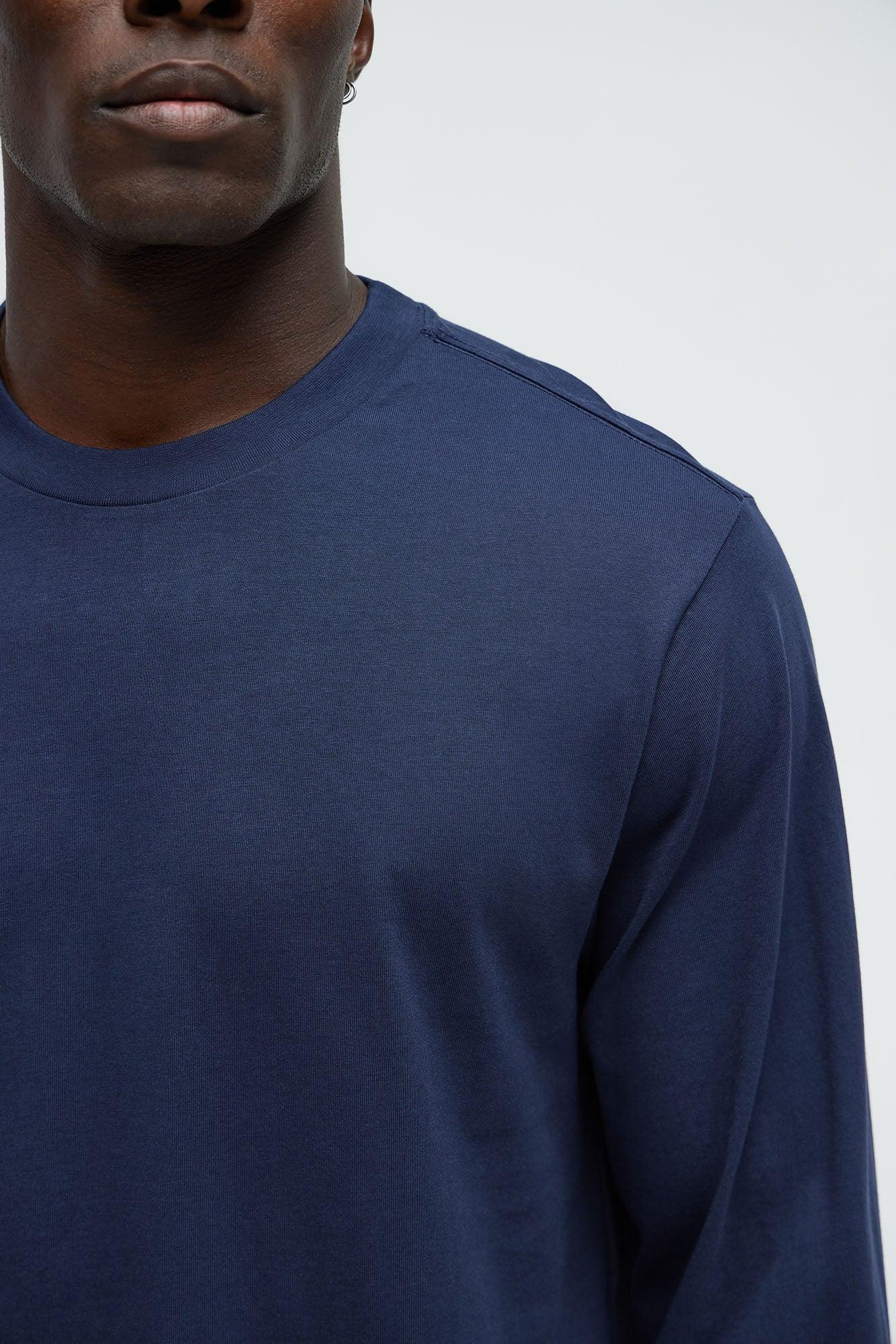 Essential Long Sleeve Scallop Tee - Navy Product Image