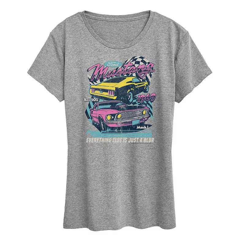 Womens Ford Mustang Blur Graphic Tee Grey Gray Product Image