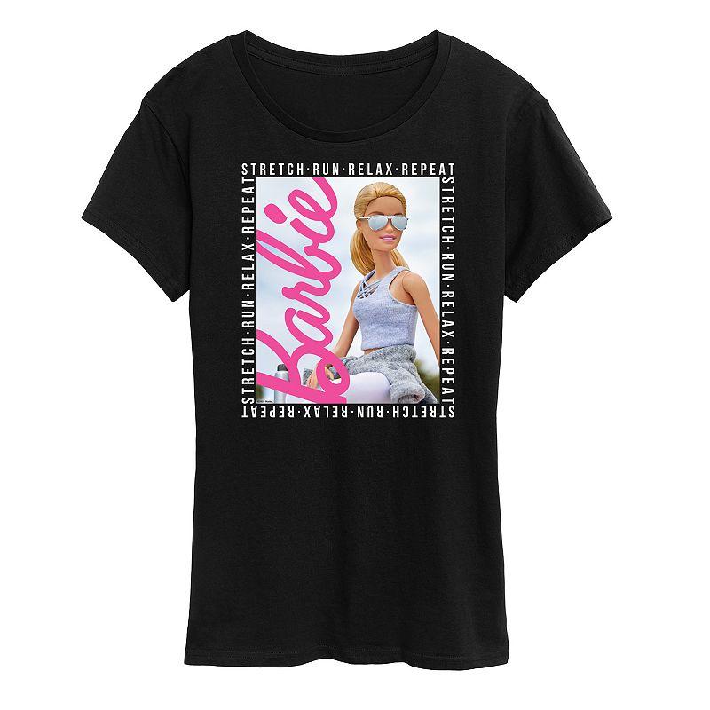 Womens Barbie Stretch Run Relax Repeat Graphic Tee Product Image