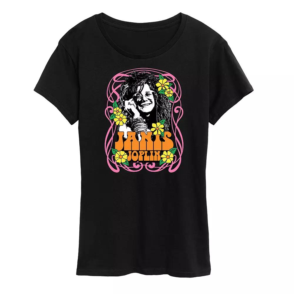 Women's Janis Joplin Flowers Graphic Tee, Girl's,  Product Image