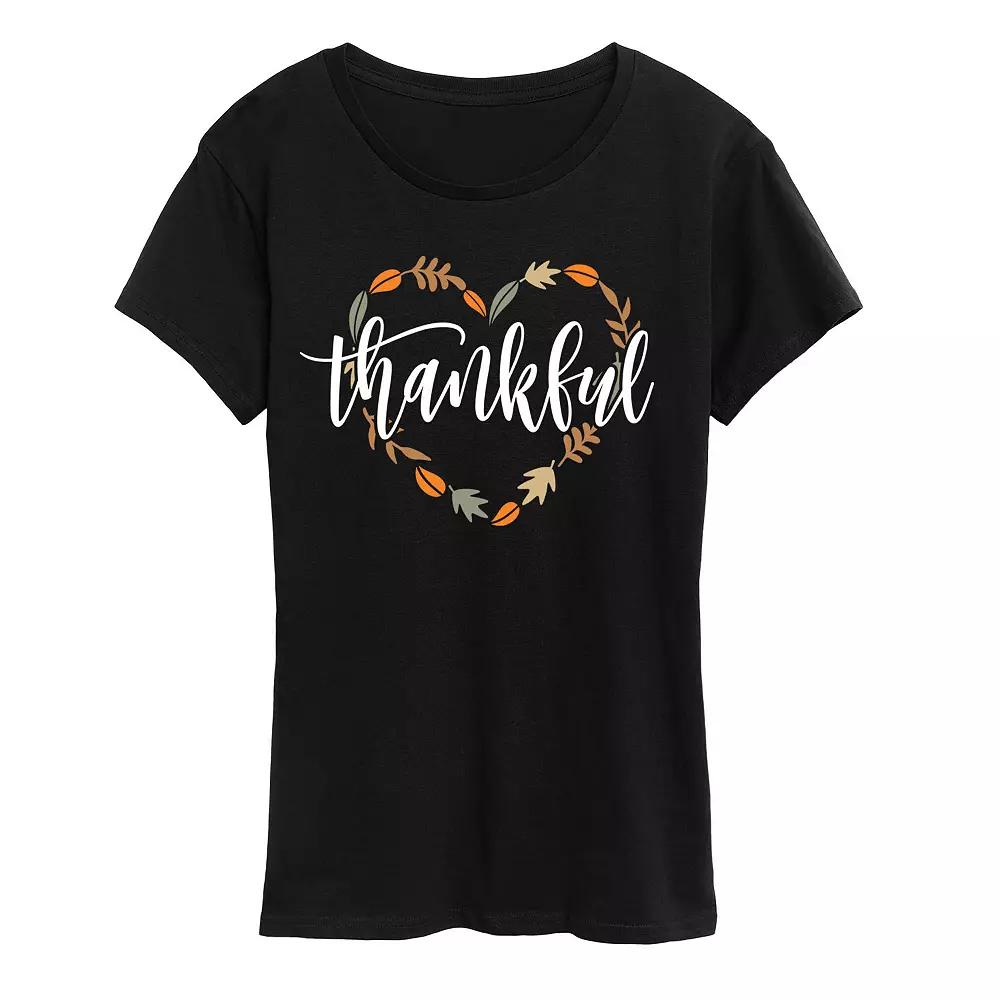 Women's Thankful Leaf Heart Graphic Tee,  Product Image