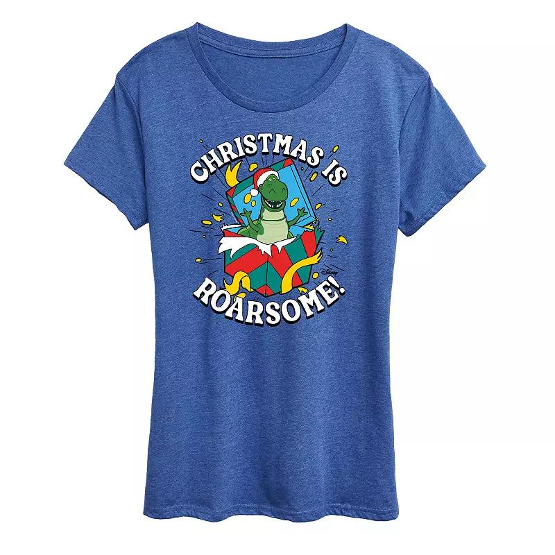 Disney / Pixars Toy Story Womens Christmas Is Roarsome Graphic Tee, Girls Grey Gray Product Image