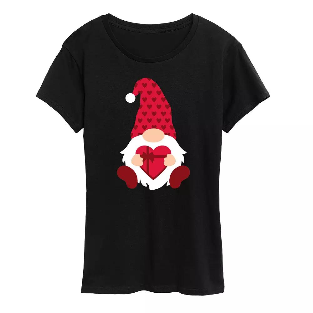 Women's Chocolate Heart Box Gnome Graphic Tee,  Product Image