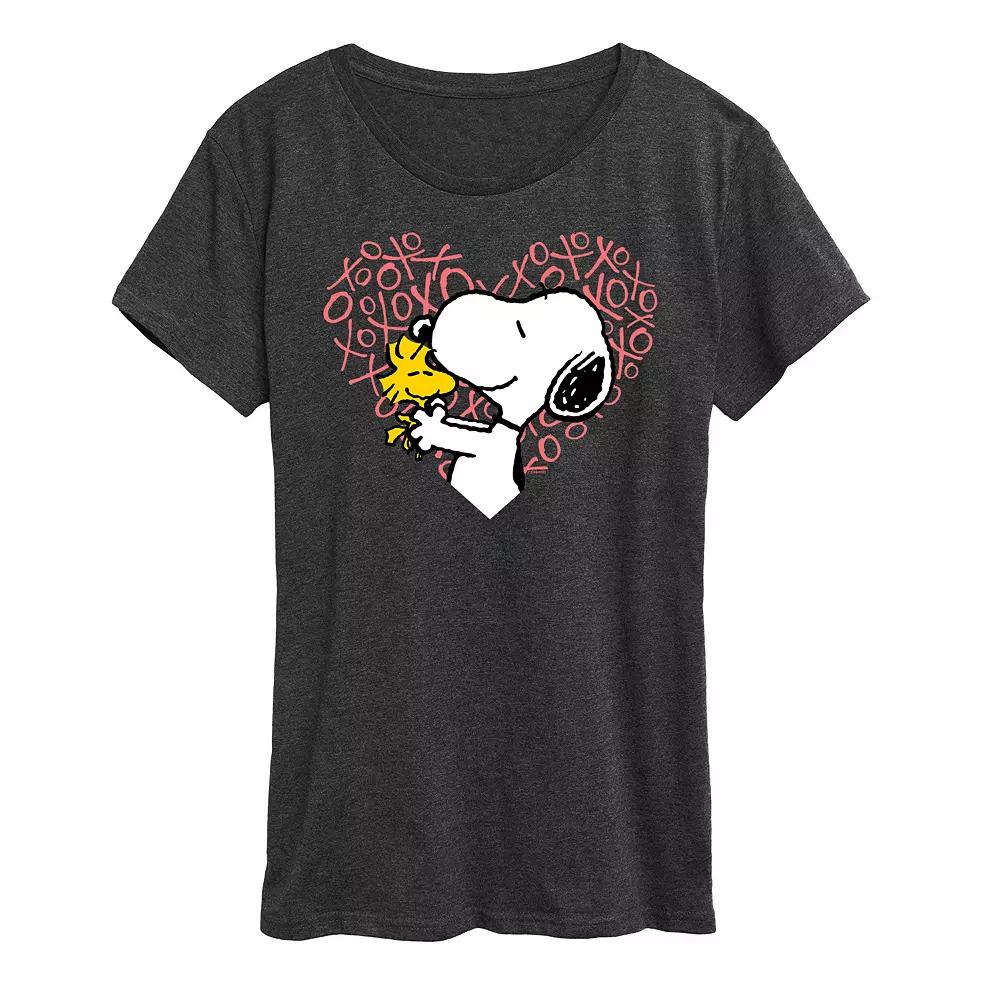 Women's Peanuts Snoopy & Woodstock Heart Graphic Tee,  Product Image