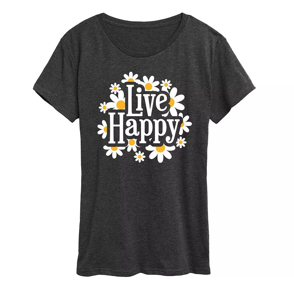 Plus Live Happy Daisies Graphic Tee, Women's,  Product Image