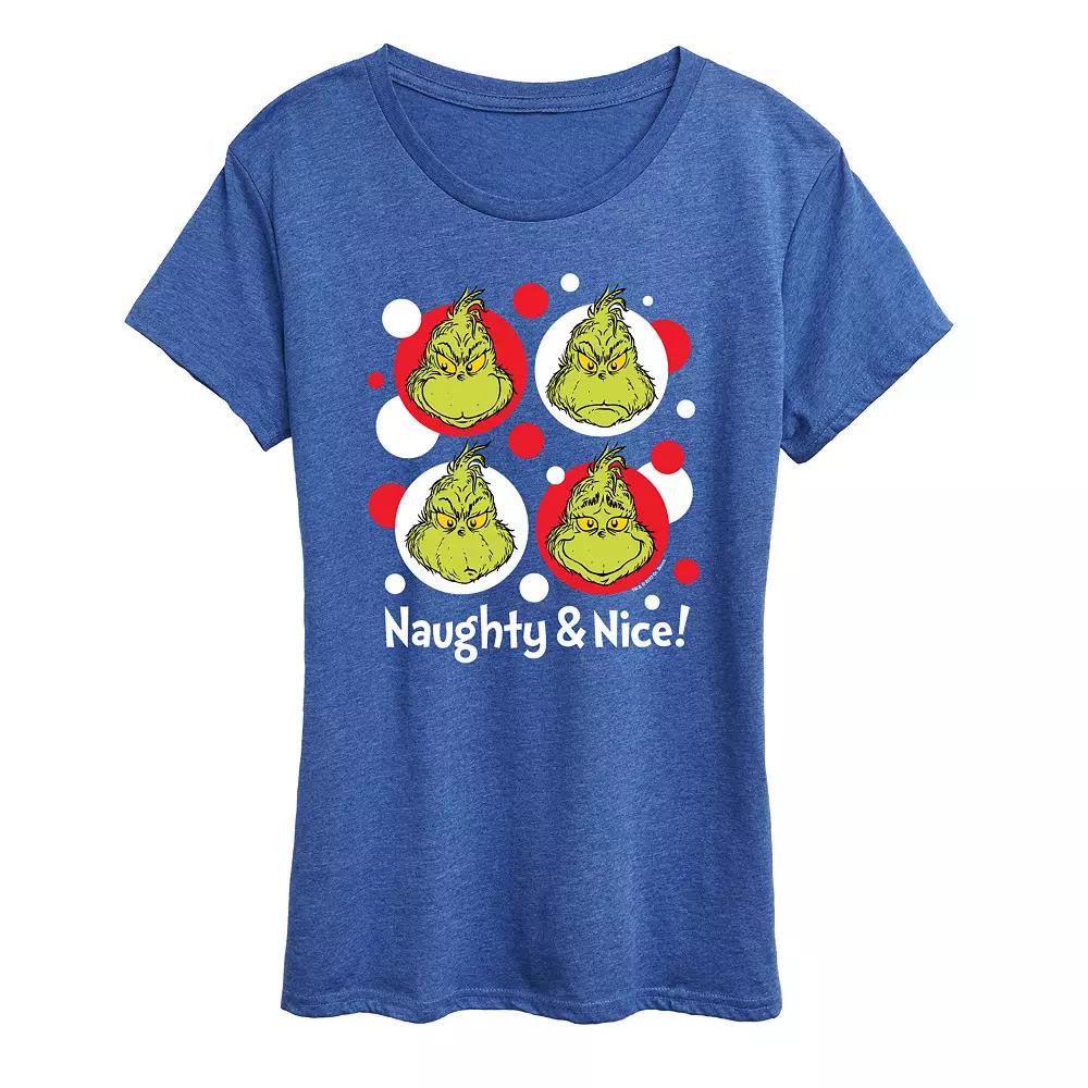 Women's Dr. Seuss Grinch Naughty & Nice Graphic Tee,  Product Image
