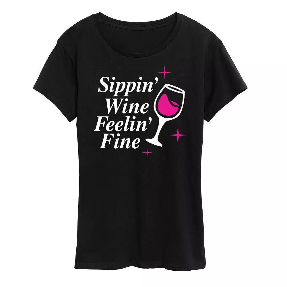Women's Sippin' Wine Feelin' Fine Graphic Tee, Girl's,  Product Image
