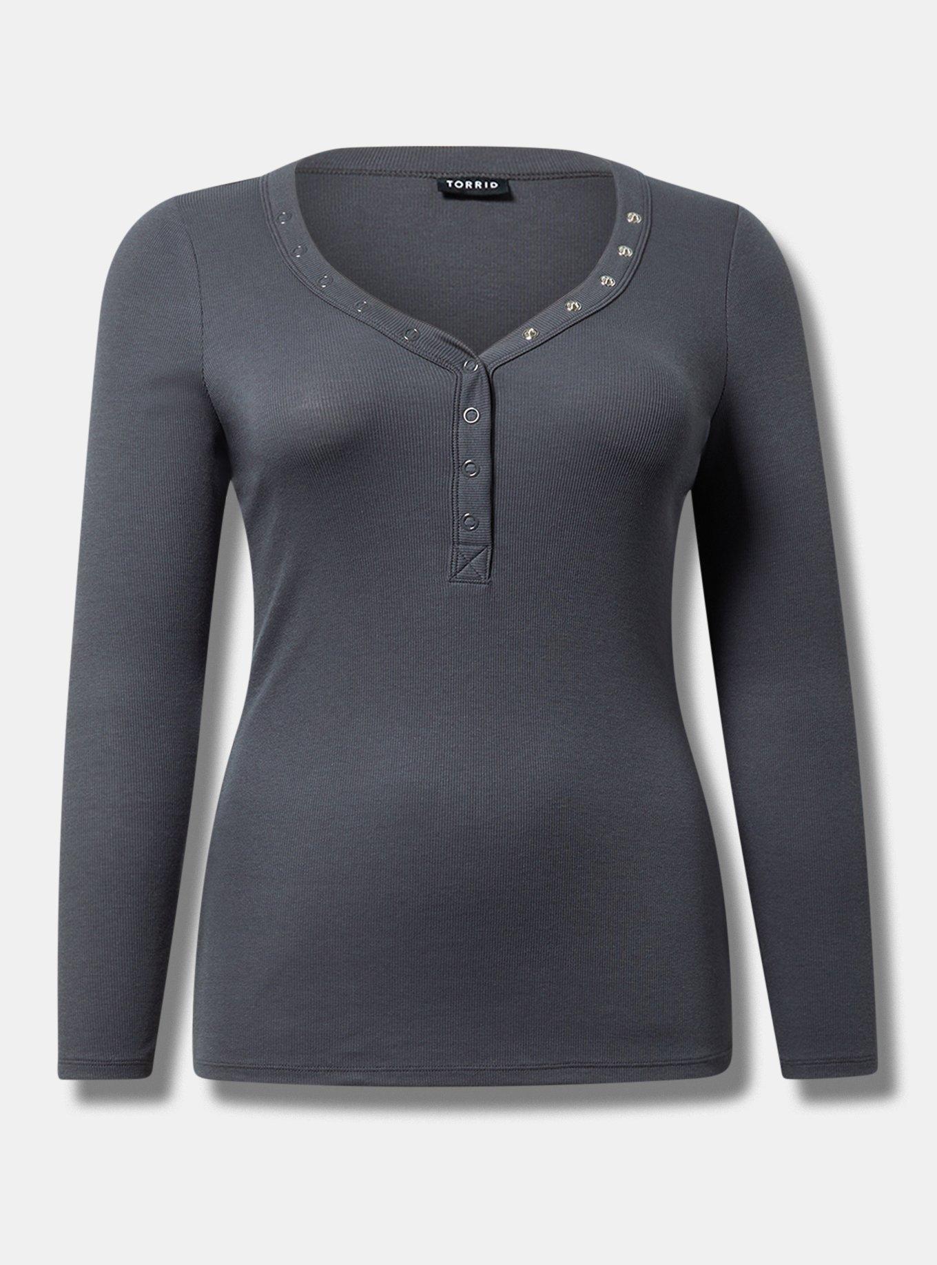 Ribbed V-Neck Long Sleeve Top Product Image