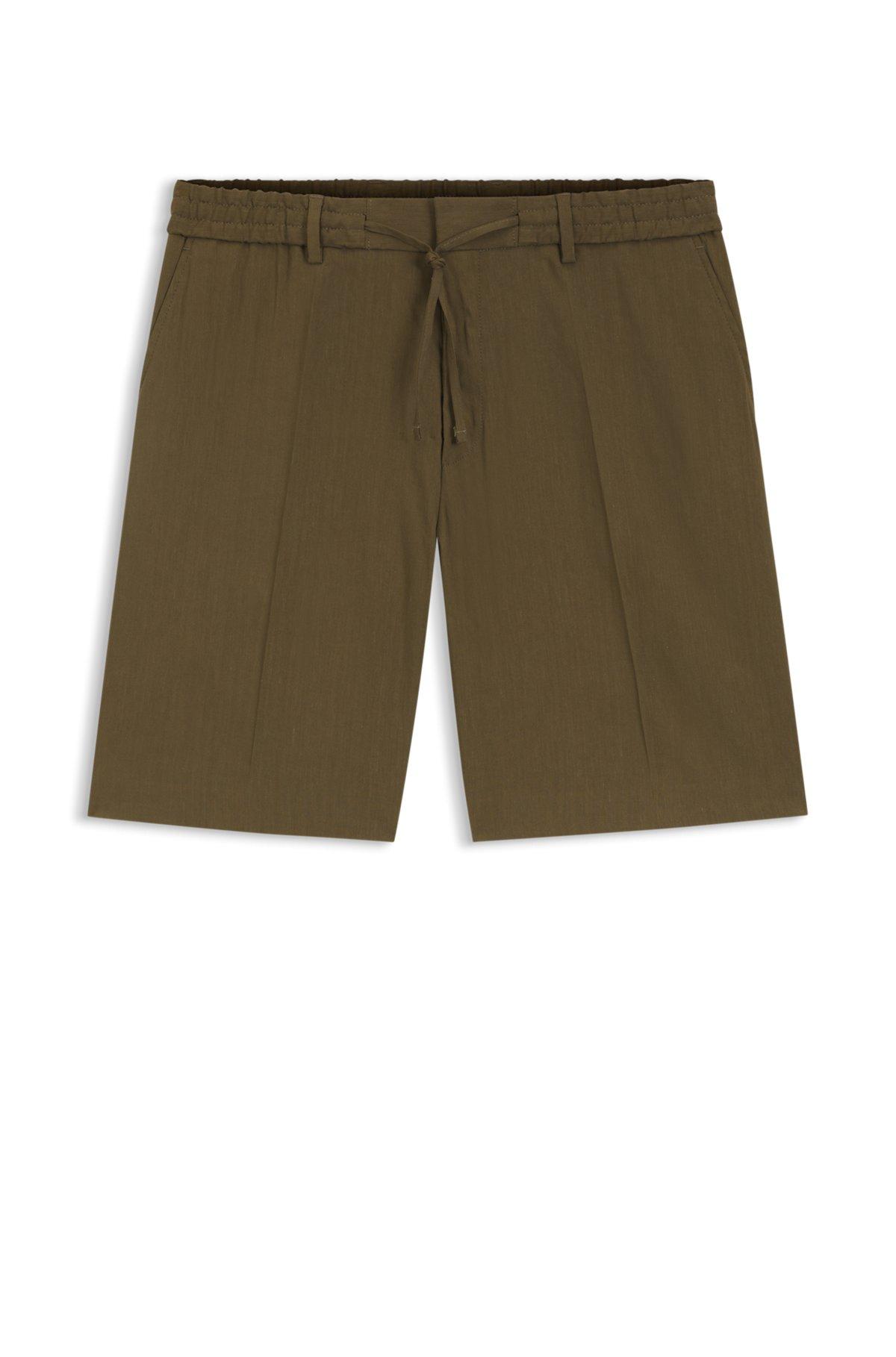 BOSS - Formal shorts in a linen blend - Dark Green Product Image