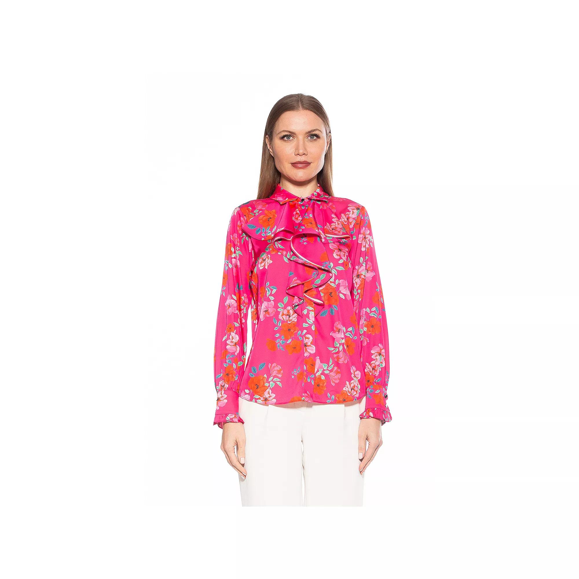 Women's ALEXIA ADMOR Brooks Silky Ruffle Blouse,  Product Image