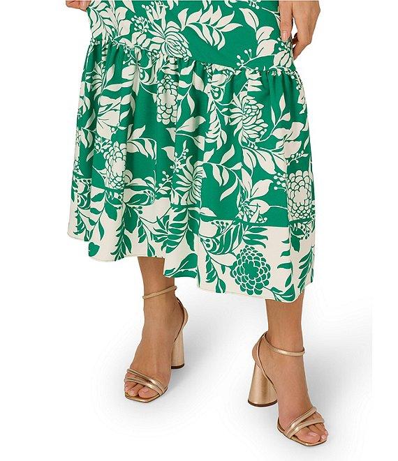 Adrianna by Adrianna Papell Knit Floral Print One-Shoulder Neck Sleeveless Fit and Flare Midi Dress Product Image