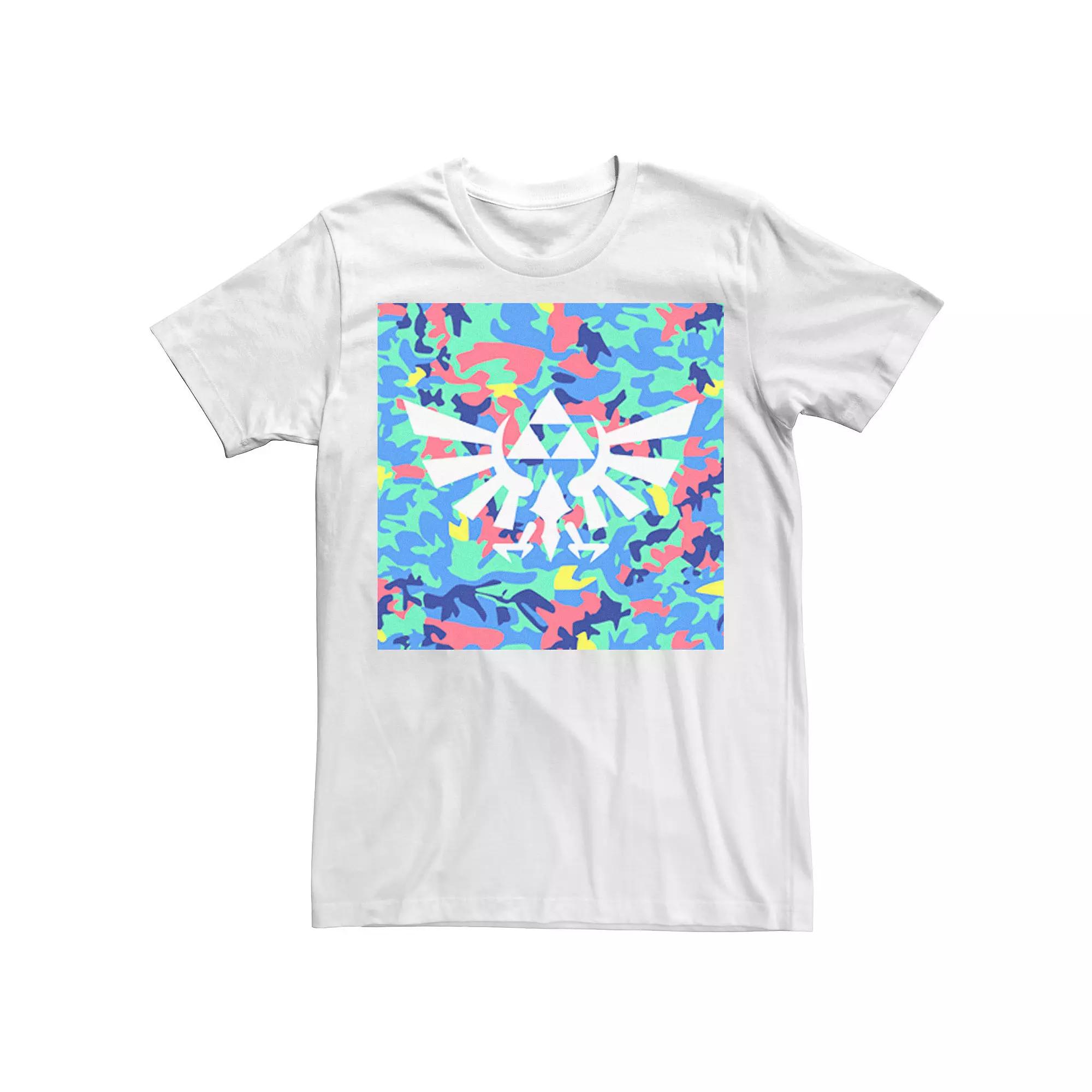 Men's Zelda Neon Camouflage Crest Tee, Size: Small, White Product Image