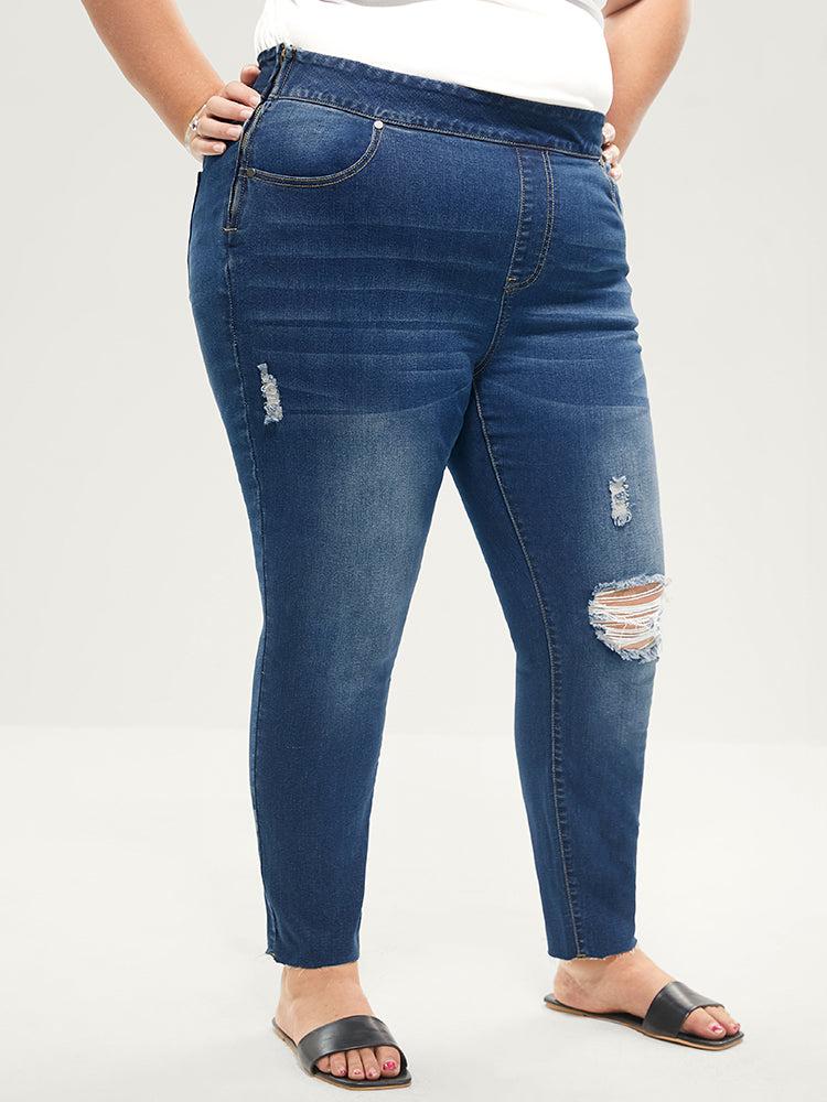 Skinny Very Stretchy  High Rise Medium Wash Sculpt Waist Jeans Female Product Image