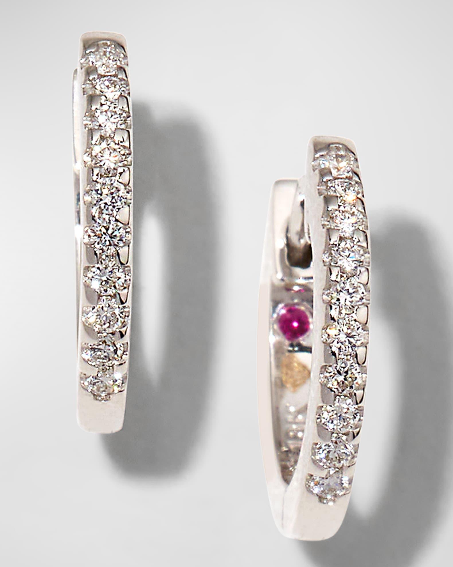 18K Gold Micro Diamond Hoop Earrings Product Image