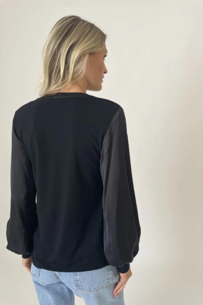 Ribbed Satin Sleeve Top Product Image