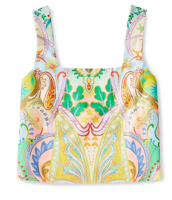 Antonio Melani Brooks Printed Coordinating Linen Square Neck Sleeveless Blouse Product Image