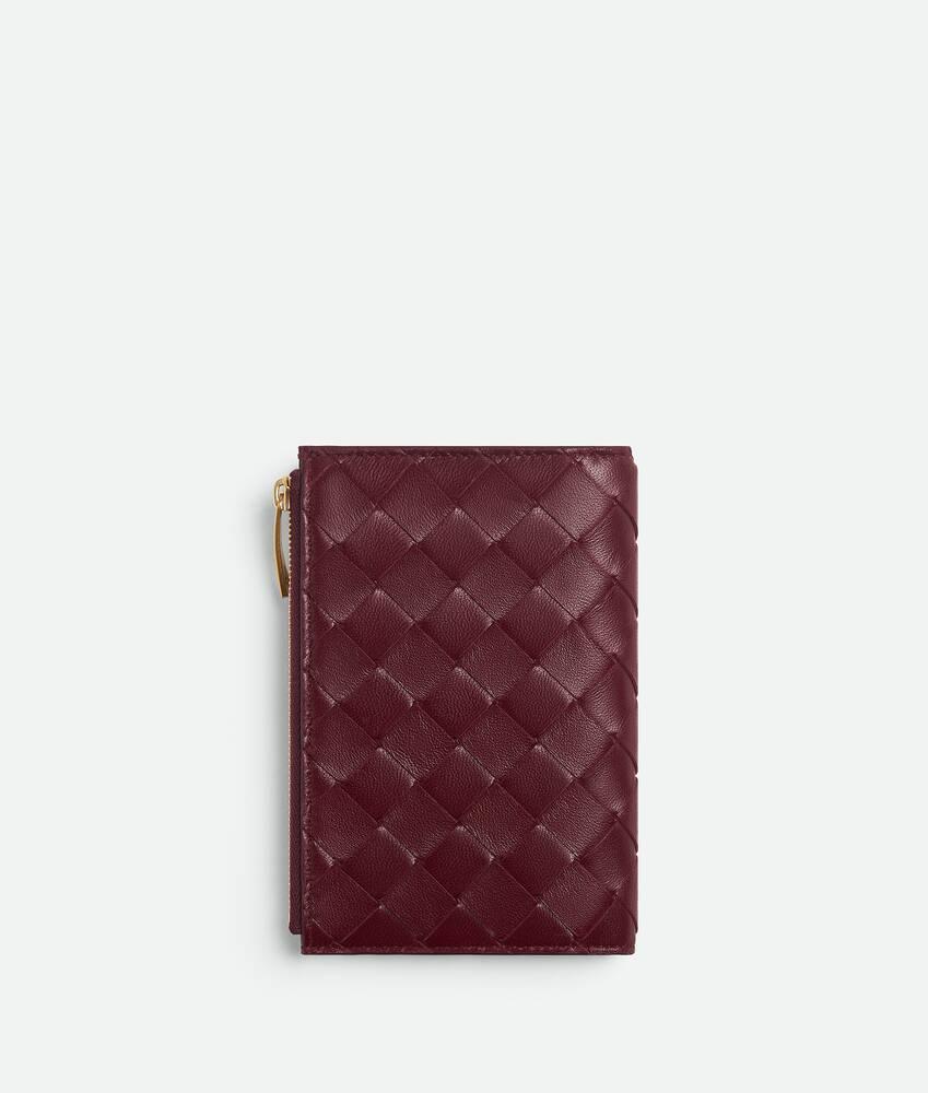 Women's Intrecciato Medium Bi-Fold Wallet in Barolo Product Image