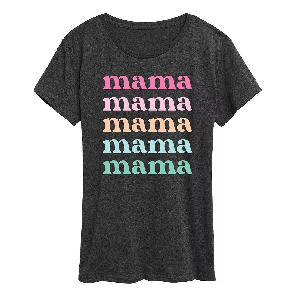 Women's Colorful Stacked Mama Graphic Tee,  Product Image